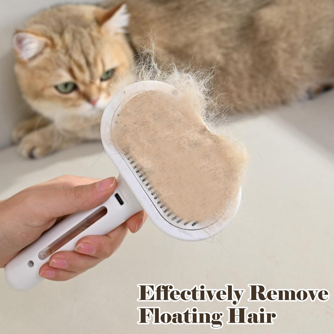 SweetNook Spray Cat Brush, Self Cleaning Dog Grooming Brush, Easy To Clean, Remove Static Flying Hair Steam Grooming Brush for Cats