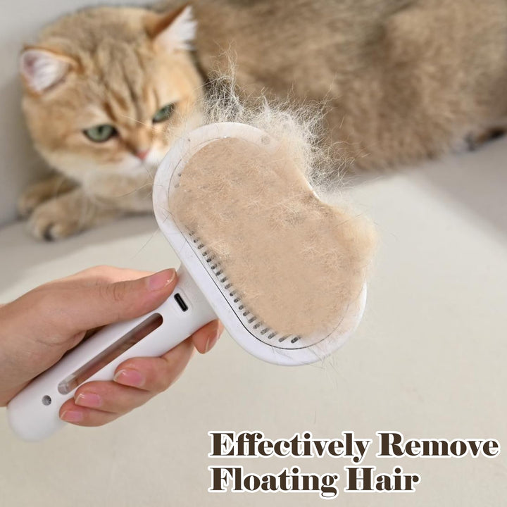SweetNook Spray Cat Brush, Self Cleaning Dog Grooming Brush, Easy To Clean, Remove Static Flying Hair Steam Grooming Brush for Cats