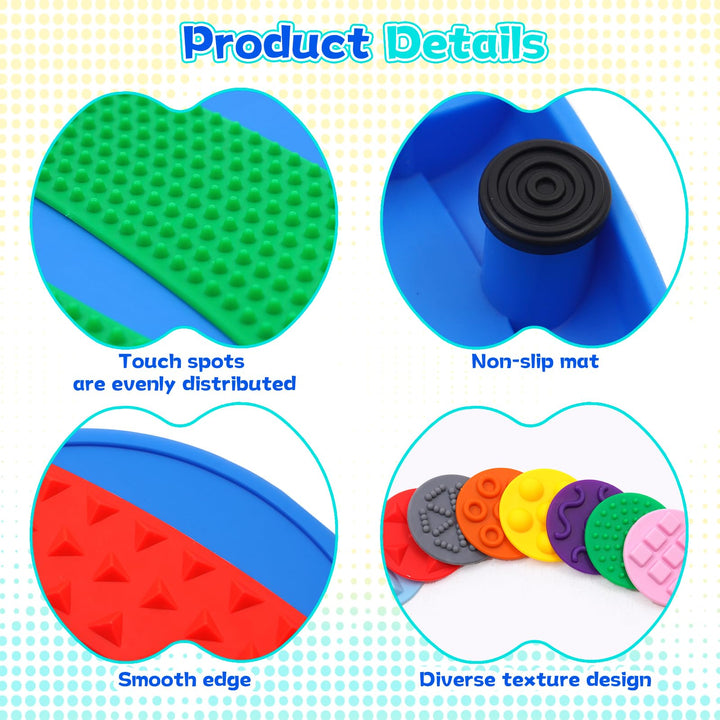Sensory Stepping Stones for Kids,8pcs Tactile Discs with Non-slip Texture Silicone Bottom Playset