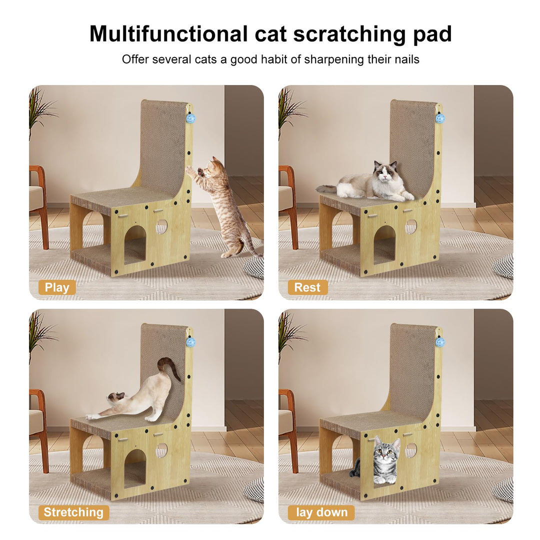 Cat Scratcher Board Cardboard House - Cat Scratchers Cat Nest Vertical L Shaped Multifunctional Cats Scratch with Catnip and 4 Balls Scratching Standing Scratching Pad for Kitty Kitten