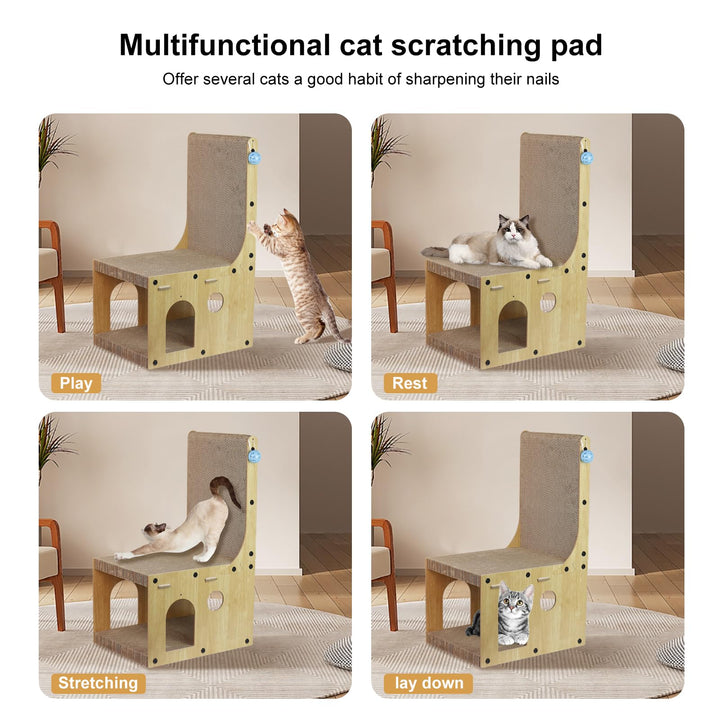 Cat Scratcher Board Cardboard House - Cat Scratchers Cat Nest Vertical L Shaped Multifunctional Cats Scratch with Catnip and 4 Balls Scratching Standing Scratching Pad for Kitty Kitten