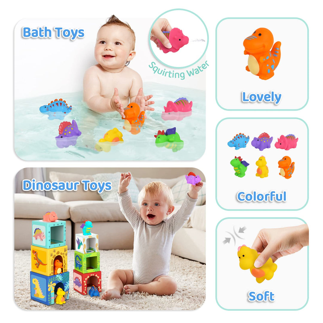 Wooden Dinosaur Nesting and Stacking Block Toys  for 1 2 3 Years Old Baby Boy Girl