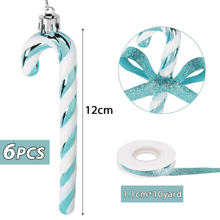 Ice Blue Candy Cane Christmas Ornaments