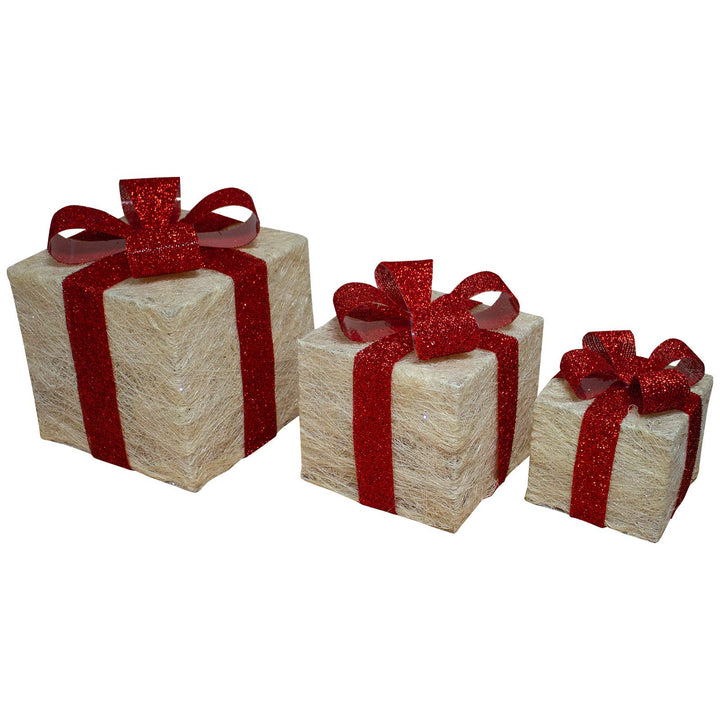 Set of 3 Pre-Lit LED Christmas Gift Decorations