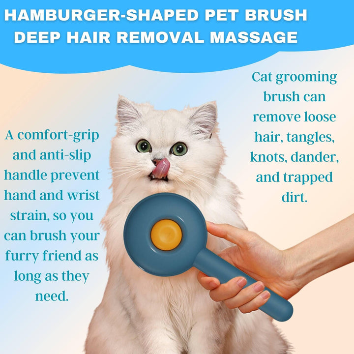 Cat Brush Dog Brush, FurGroom Cat Comb, Cat Grooming Self Cleaning Brush for Long or Short Haired Cats