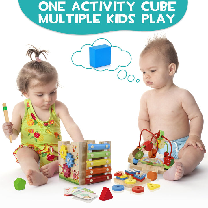 Wooden Activity Cube Baby Toys
