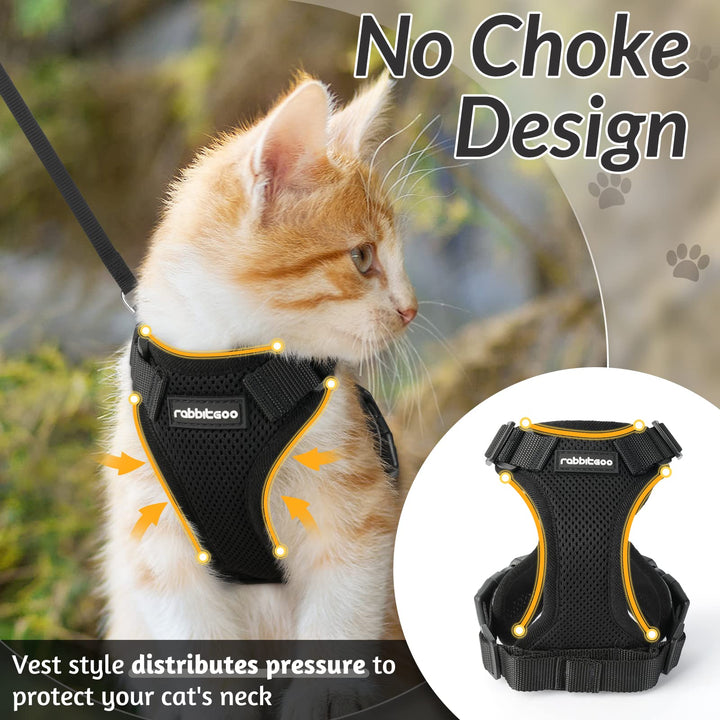 rabbitgoo Escape-Proof Cat Kitten Harness with Leash Set for Walking, Kitty Small Dog Harness with Leash Adjustable Reflective Strips