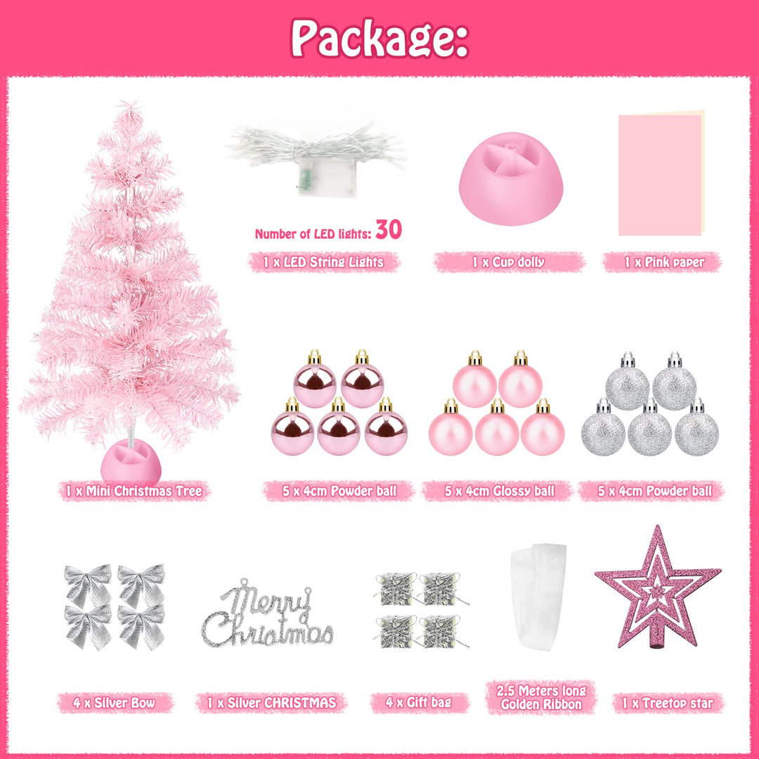24" Pink Mini Christmas Tree