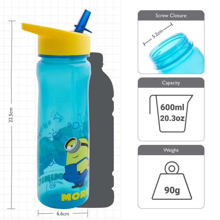 Polar Gear 1325 1731 More Than a Minion Kids Drinks Bottle, polypropylene plastic, Turquoise, Yellow, 600ml