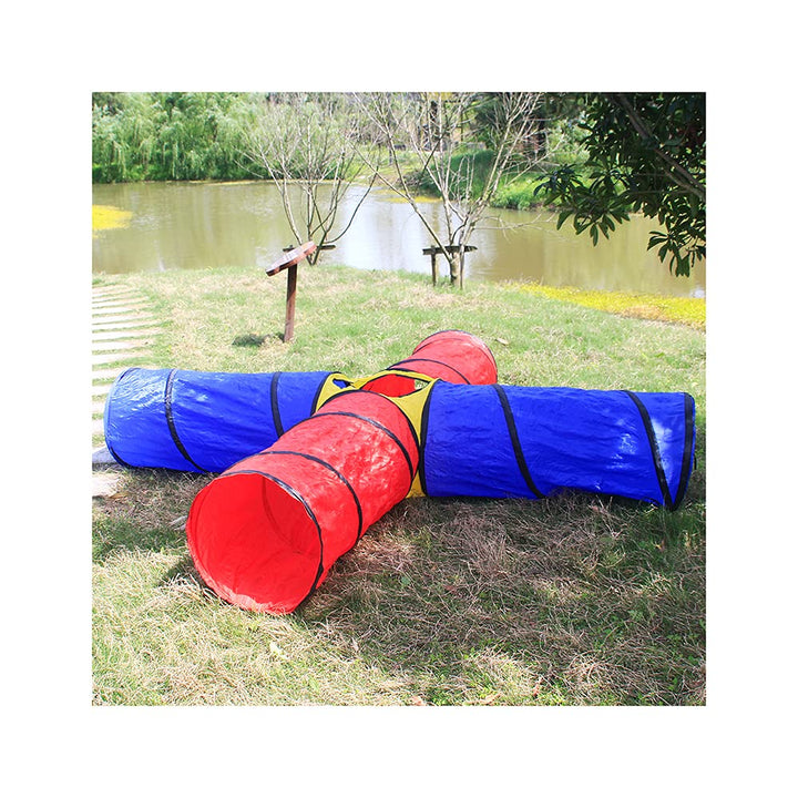 Meero London Kids Play Tunnels,4 Ways Indoor Outdoor Crawl Through Tunnel For Kids Dog Toddler Babies Children-Red & Blue