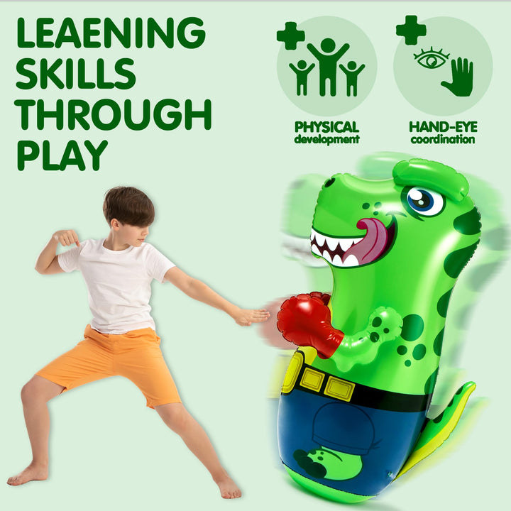 JOYIN Punching Bag for Kids,Inflatable T-Rex Dinosaur Bopper 47 Inches, Freestanding Boxing Bag