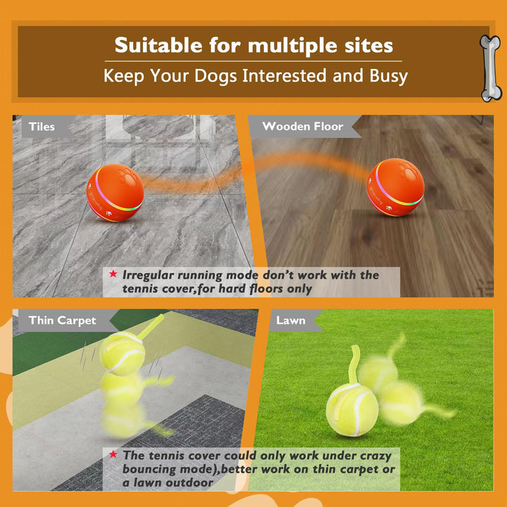 PetDroid Interactive Dog/Cats Ball Toys,Durable Motion Activated Automatic Rolling Ball Toys for Puppy/Small/Medium Dogs,USB Rechargeable