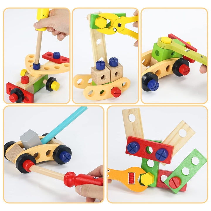 hifunti Kids Tool Set Wooden Toys for 2 3 4 5 Year Olds Girls Boys Role Play Montessori Educational Construction Toys Toddler Toys Birthday for Girls Boys Kids 3 4 5 Year Olds