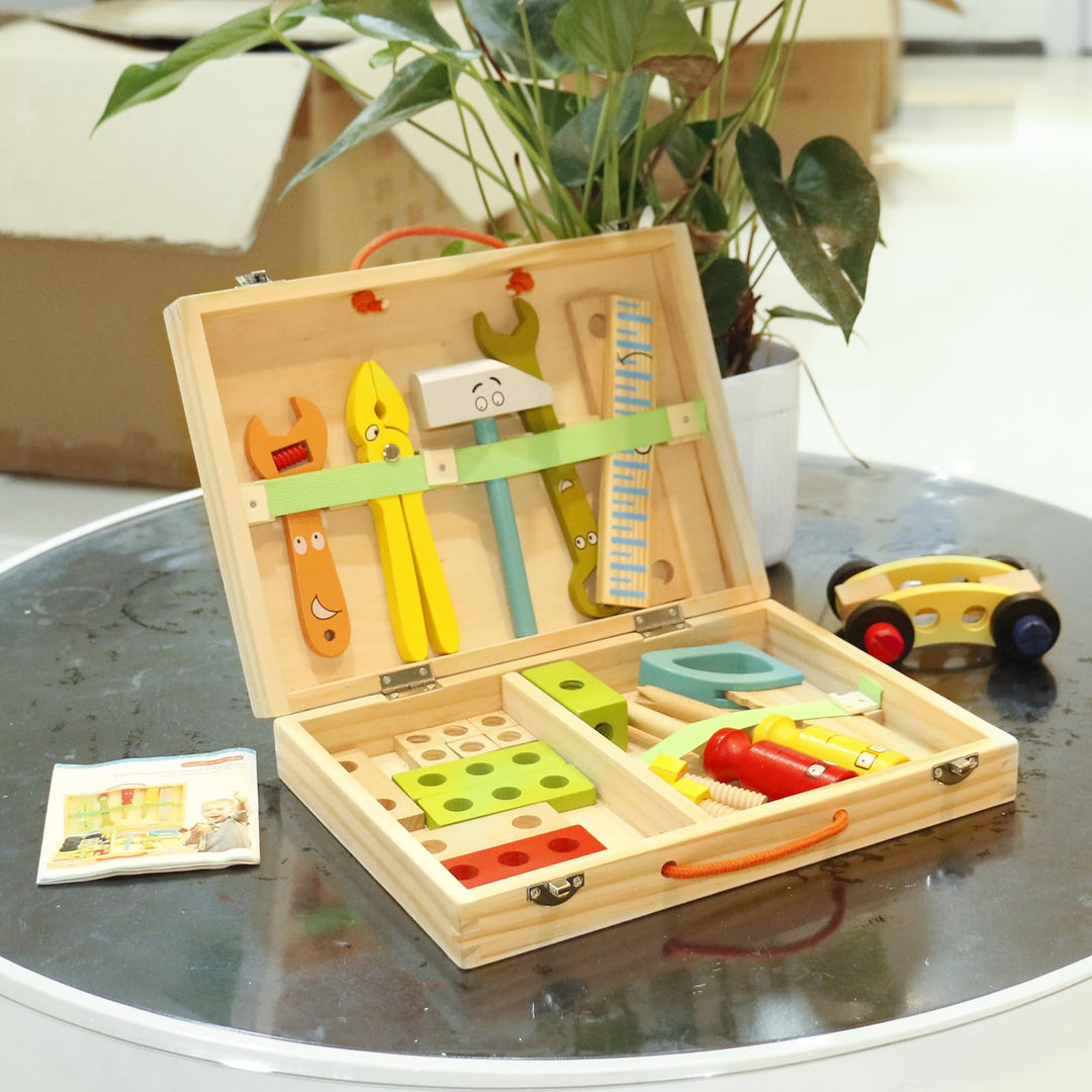hifunti Kids Tool Set Wooden Toys for 2 3 4 5 Year Olds Girls Boys Role Play Montessori Educational Construction Toys Toddler Toys Birthday for Girls Boys Kids 3 4 5 Year Olds