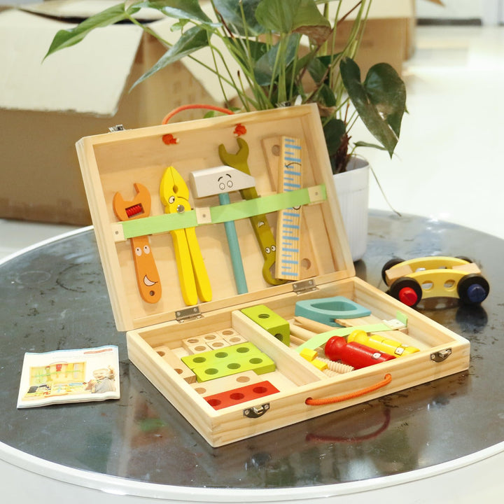 hifunti Kids Tool Set Wooden Toys for 2 3 4 5 Year Olds Girls Boys Role Play Montessori Educational Construction Toys Toddler Toys Birthday for Girls Boys Kids 3 4 5 Year Olds