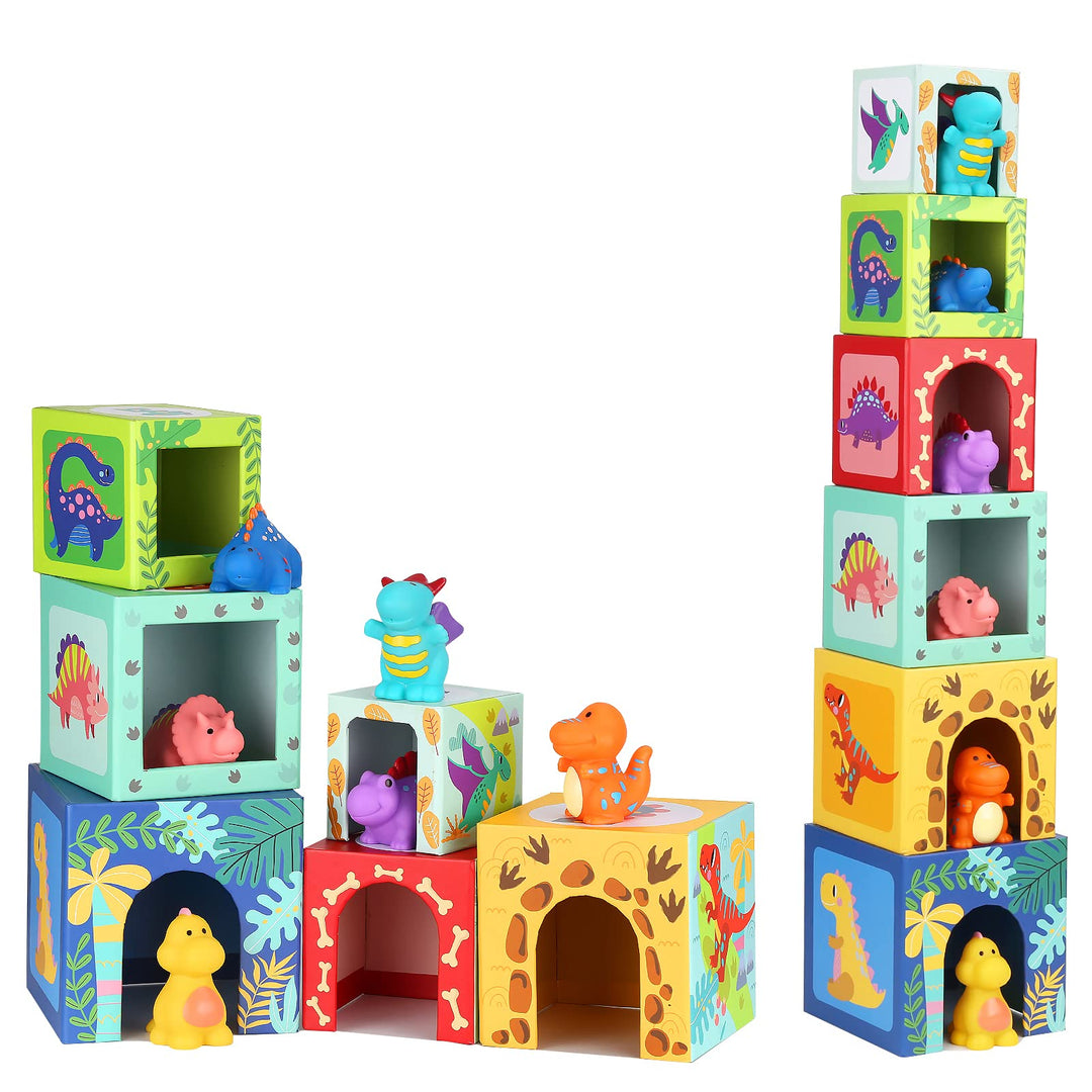 Wooden Dinosaur Nesting and Stacking Block Toys  for 1 2 3 Years Old Baby Boy Girl