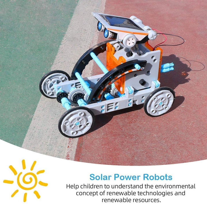 ACELIFE STEM Solar Robot Toy 12-in-1 Educational Science Kit DIY Building Toy Construction Engineering Set for Kids Age 8-12 Boys & Girls Birthday, Solar Powered Toy-Grey