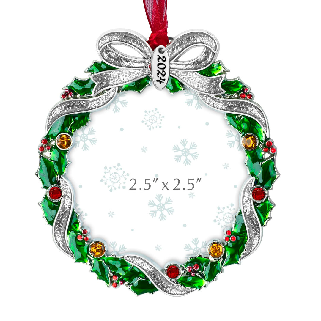 Christmas Wreath Metal Photo Frame Ornament