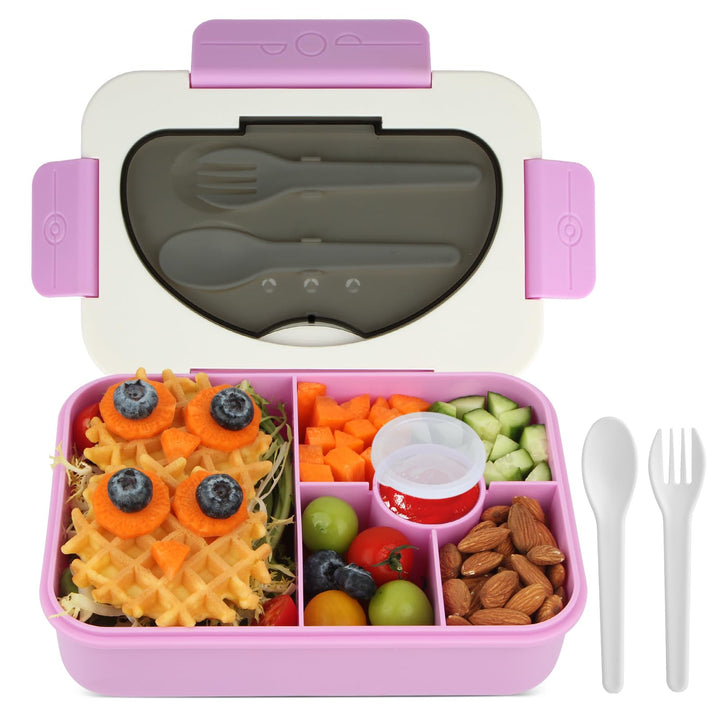 Purple 5-Compartment Reusable Bento Lunch Box