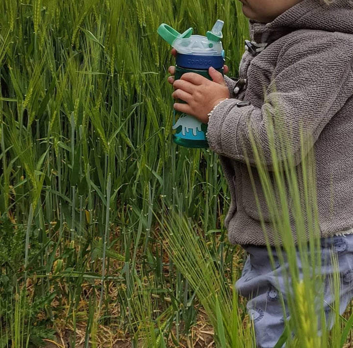 Contigo Kids Water Bottle Gizmo Flip Jungle Green Dino Autospout with Straw, BPA drinks bottle, leak-proof, ideal for kindergarten, school and sports, 420 ml,White