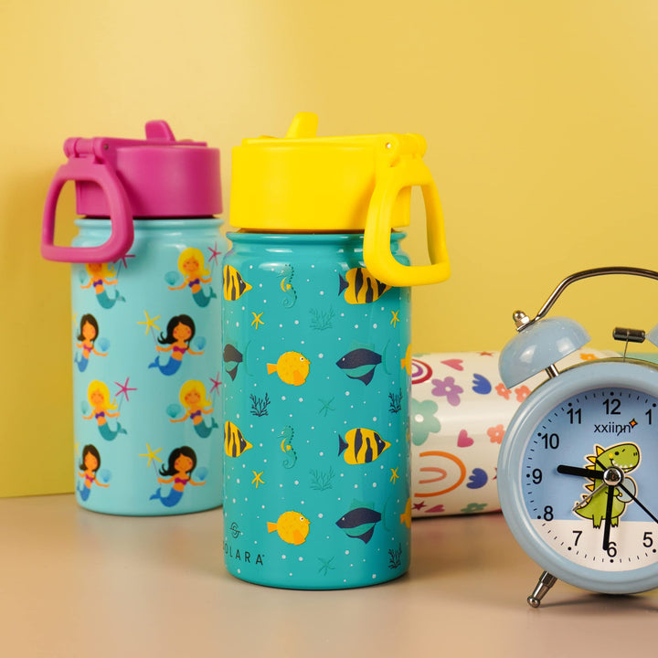 SOLARA Water Bottle for Kids | Kids Water Bottle for Girls | Sipper Bottle for Kids | Thermosteel Kids Bottle | Stainless Steel Water Bottle for Kids | Straw Bottle for Kids | Mermaid