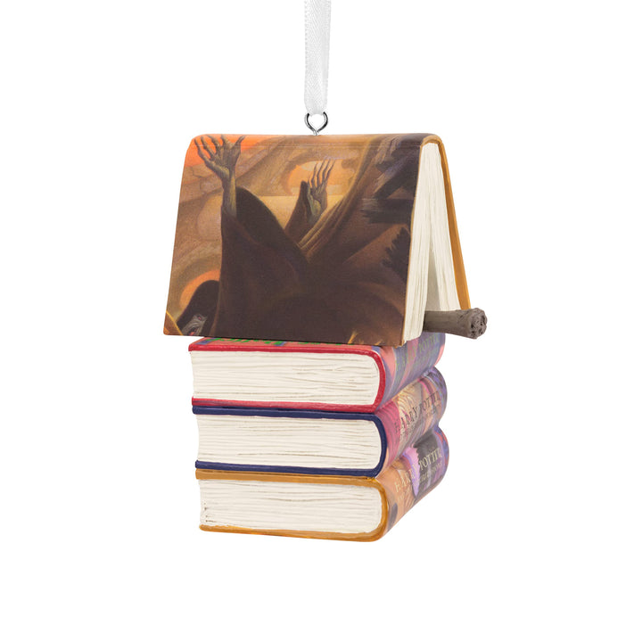 Harry Potter Stacked Books Wand Christmas Ornament