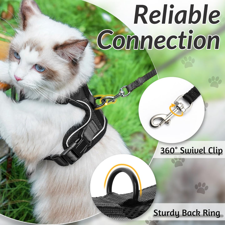 rabbitgoo Escape-Proof Cat Kitten Harness with Leash Set for Walking, Kitty Small Dog Harness with Leash Adjustable Reflective Strips