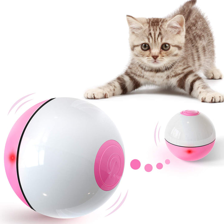 OKHEIRA Interactive Cat Toys Ball (4th Gen) Wicked Ball for Indoor Cats Adult, Auto 360° Self-Rotating & USB Rechargeable with LED Red