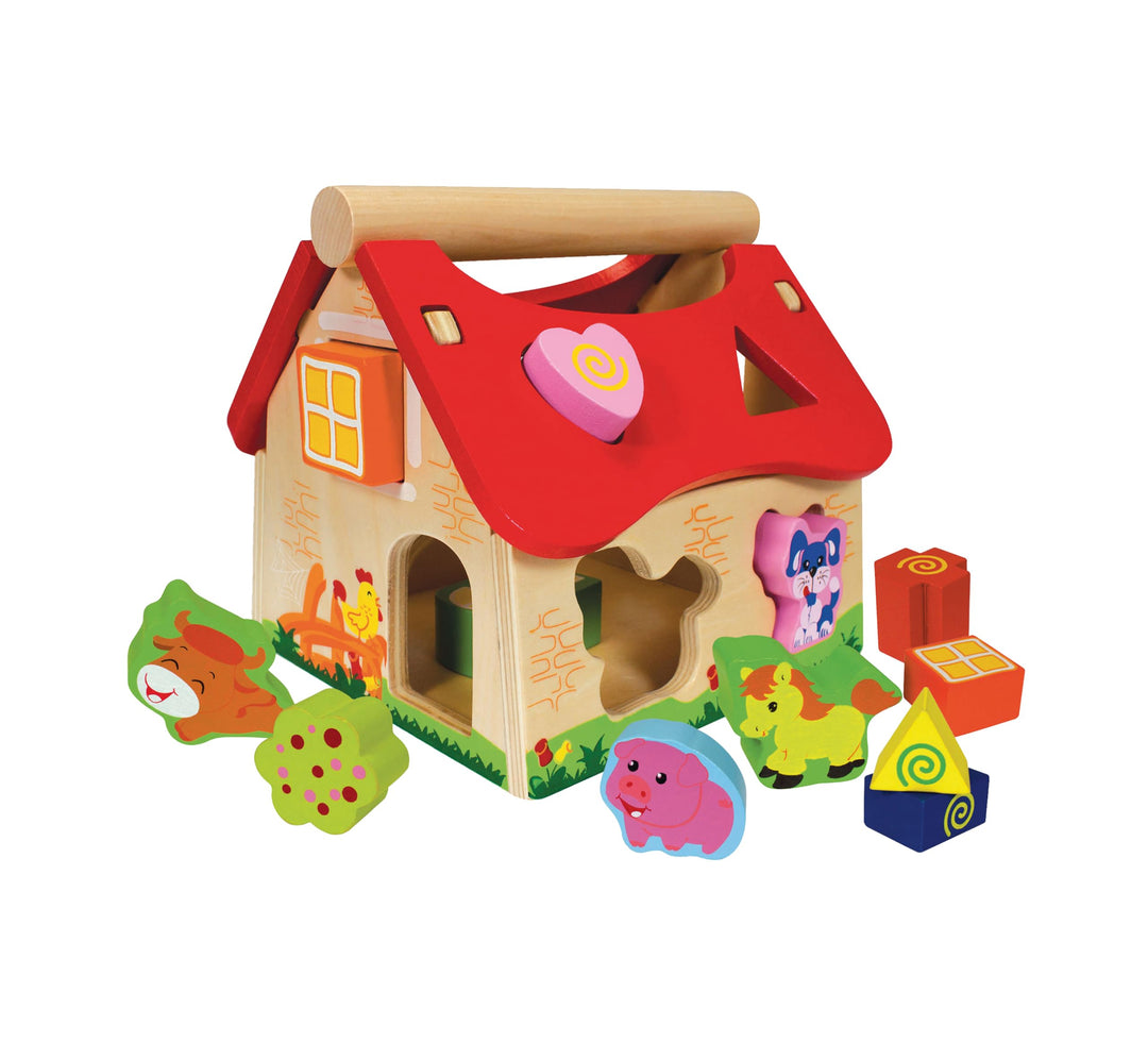 Colourful Farmhouse Wooden Baby Shape Sorter Toy