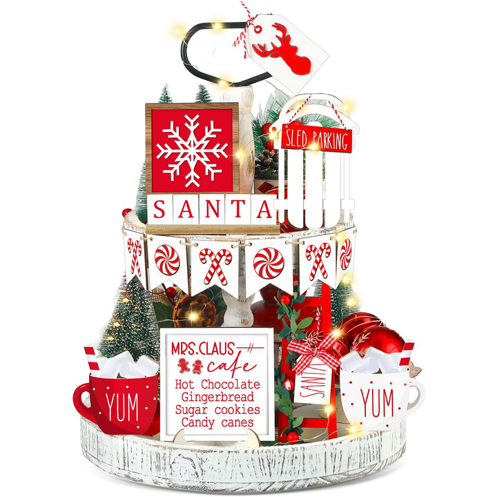 15 Pcs Christmas Tiered Tray Decor