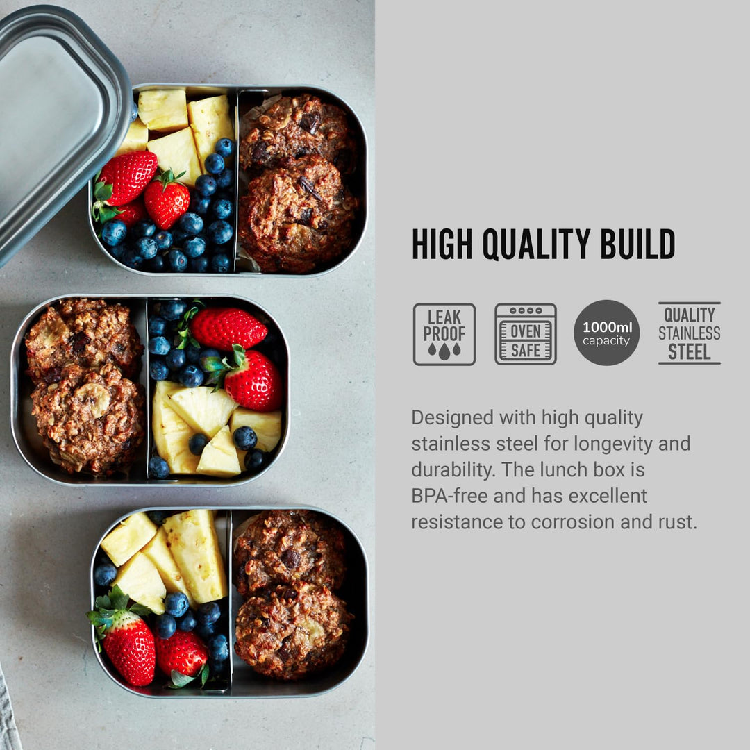 Black+Blum 1000ml Olive Stainless Steel Lunch Box