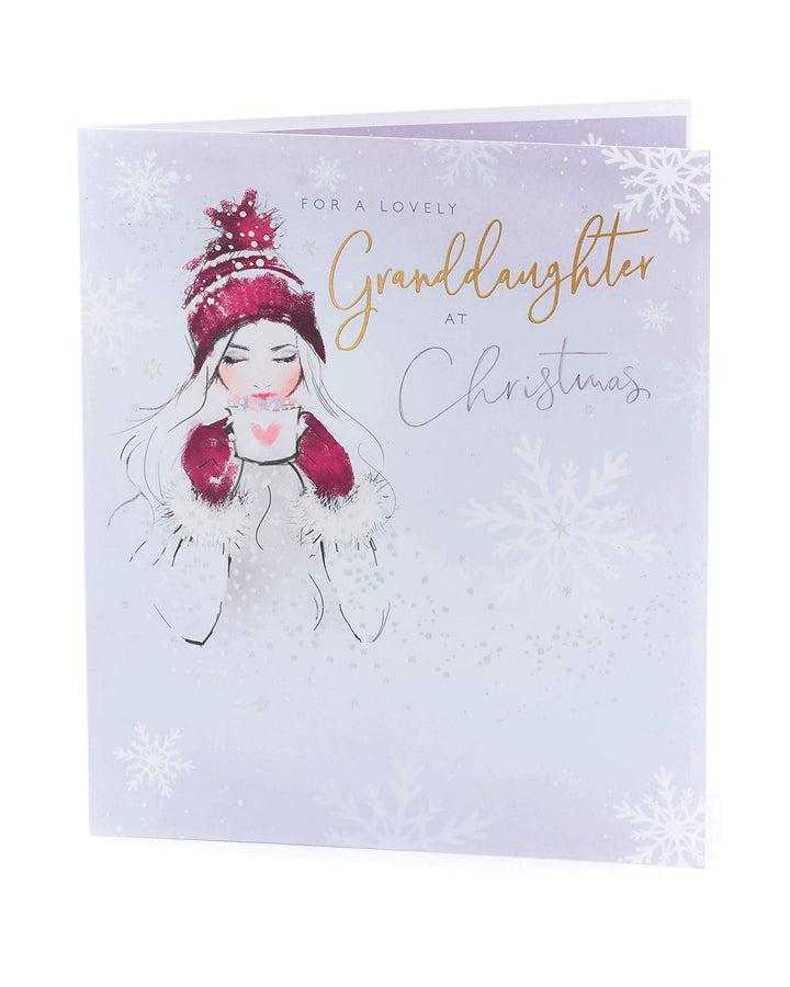 Cozy Girl Christmas Card for Granddaughter