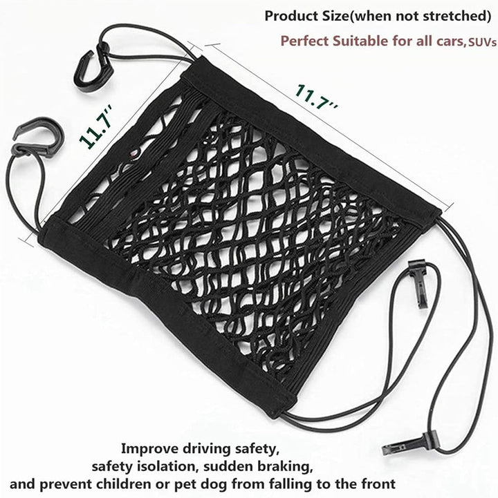 Candora Car Dog Guard Pet Barrier Dog Car Net Barrier with Auto Safety Mesh Organizer Stretchable Storage Bag Universal for Cars, SUVs,3 Layer Pet Dogs Car Driving Accessories Safety Travel