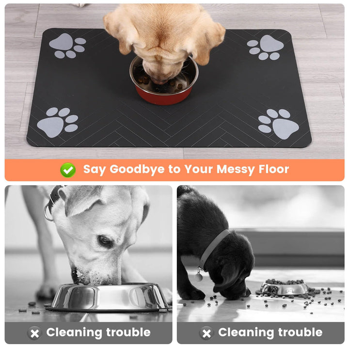 Pet Feeding Mat-Absorbent Pet Placemat for Food and Water Bowl, with Waterproof Rubber Backing, Quick Dry Water Dispenser Mat for Dog and Cat,17"x27"