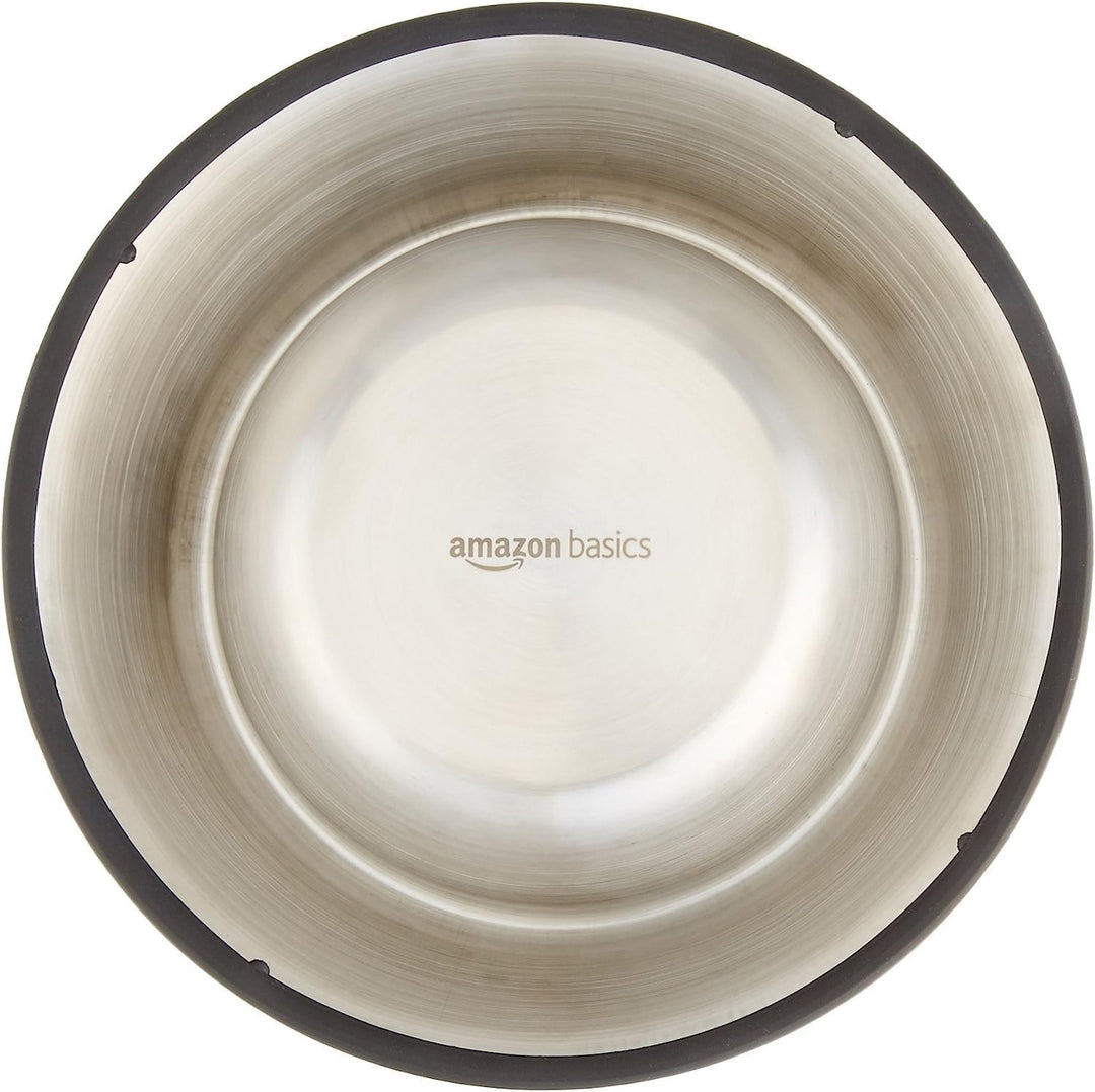 Amazon Basics Dog Bowls for Food and Water, Stainless Steel, 2 Count, Silver