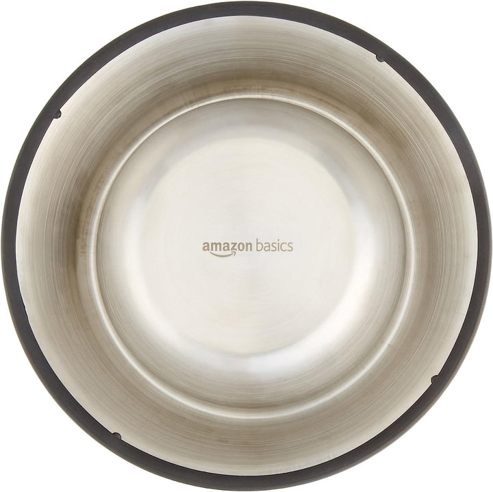 Amazon Basics Dog Bowls for Food and Water, Stainless Steel, 2 Count, Silver