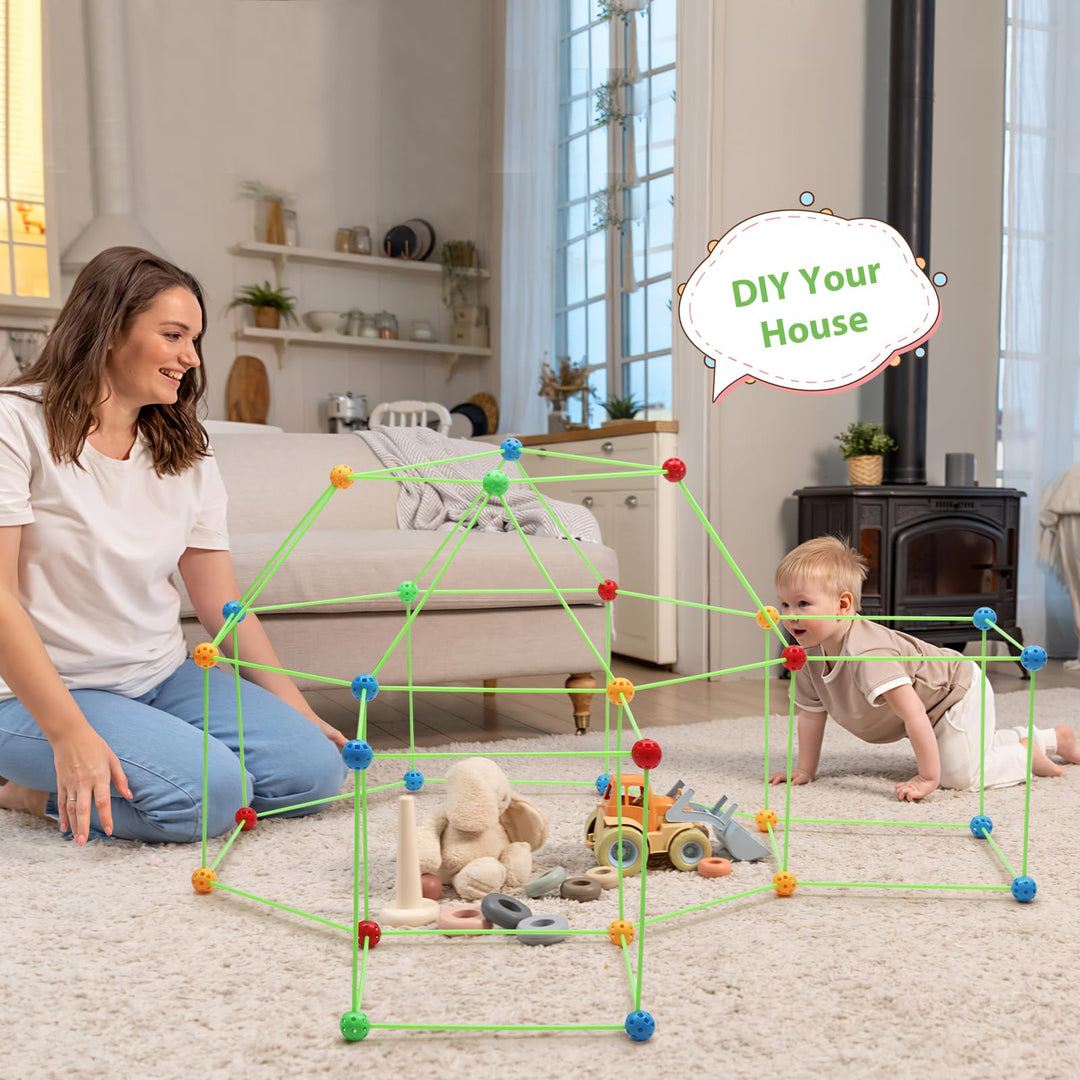 Kids Fort Building Kits, 175 Piece Construction Toys for Kids 5+, Den Building Kit DIY Play Tent Indoor & Outdoor, Build your Own Den, STEM Building Toys, Creative Fort, Secret Base, Play House Toy