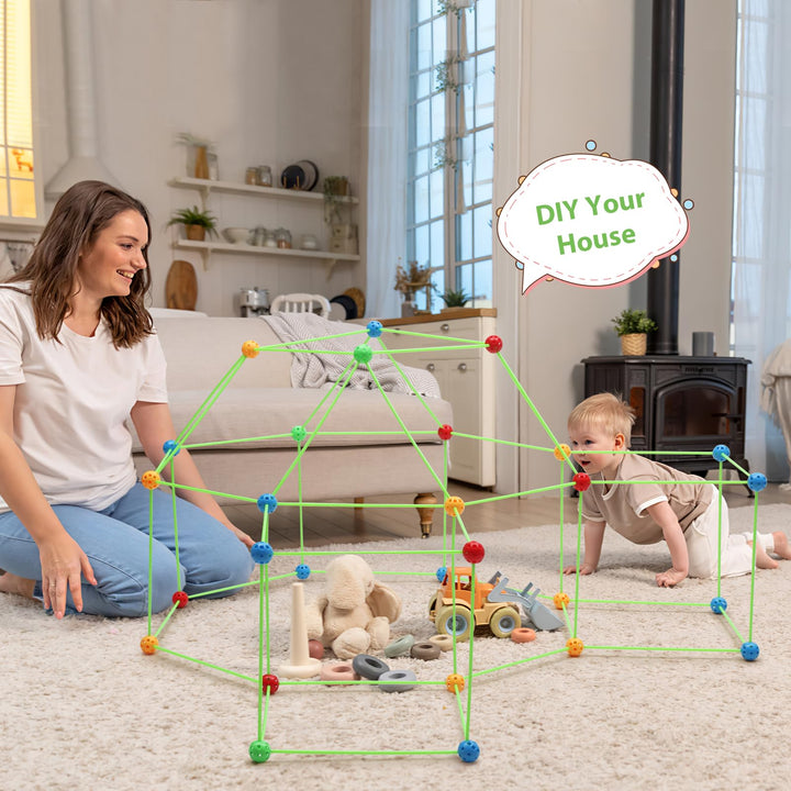 Kids Fort Building Kits, 175 Piece Construction Toys for Kids 5+, Den Building Kit DIY Play Tent Indoor & Outdoor, Build your Own Den, STEM Building Toys, Creative Fort, Secret Base, Play House Toy