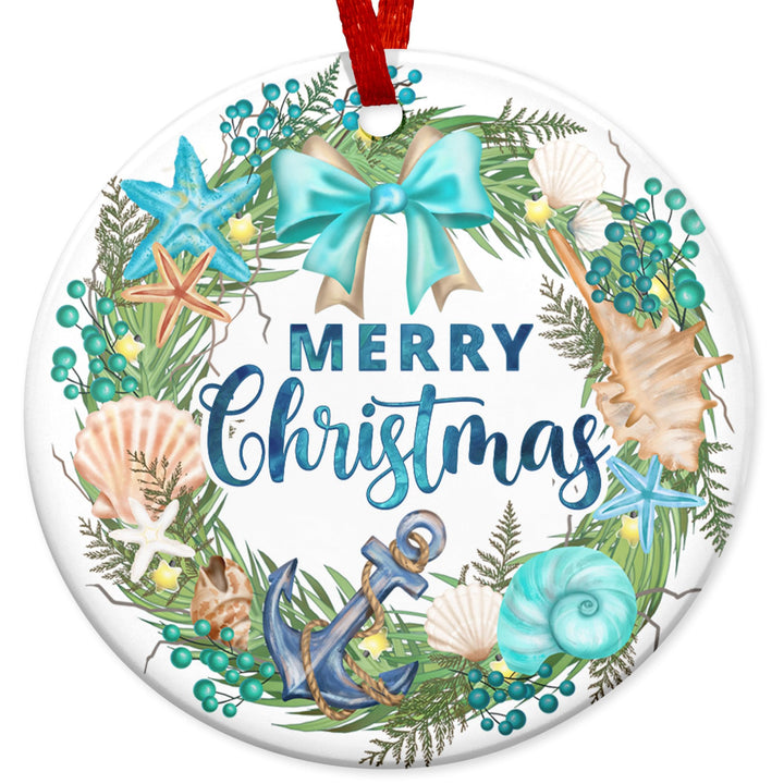 Ceramic Beach-Themed Christmas Ornaments