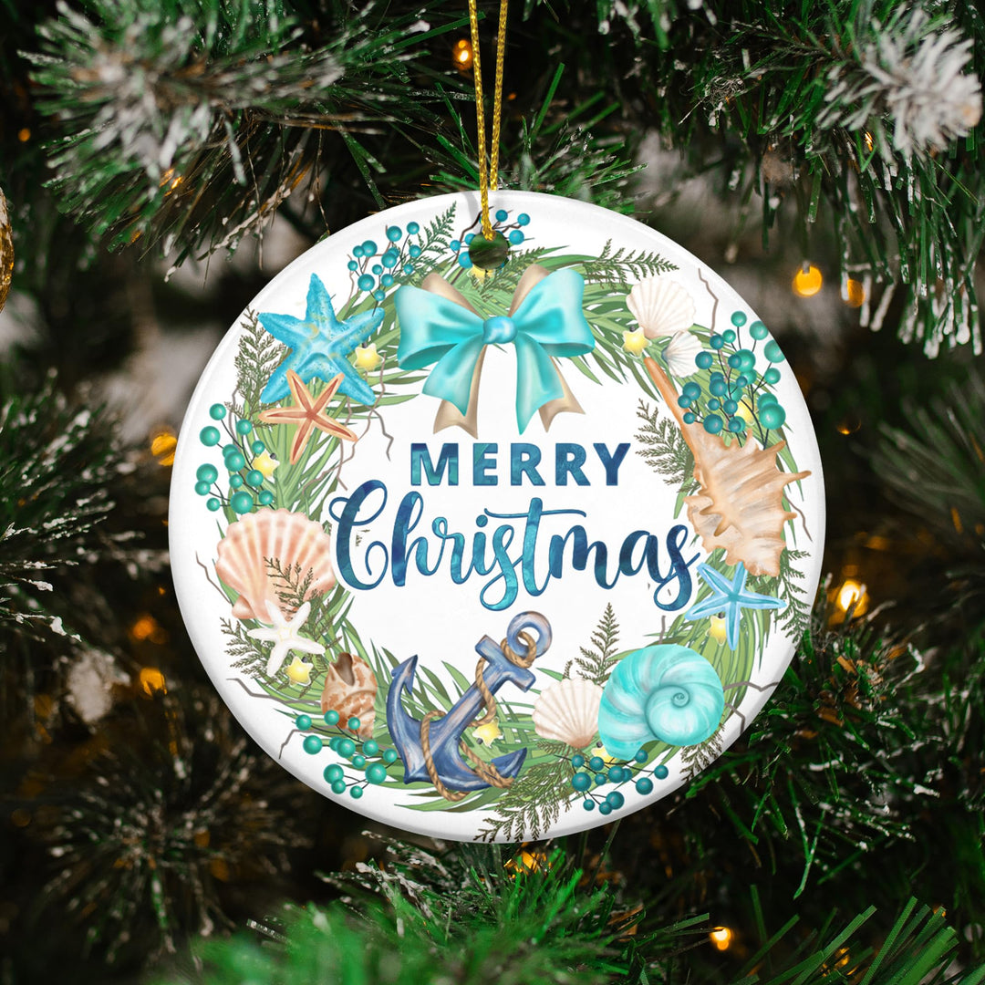 Ceramic Beach-Themed Christmas Ornaments