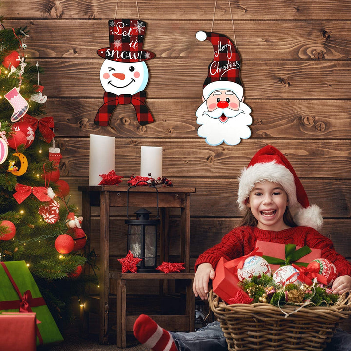 Santa Claus & Snowman Wooden Door Signs