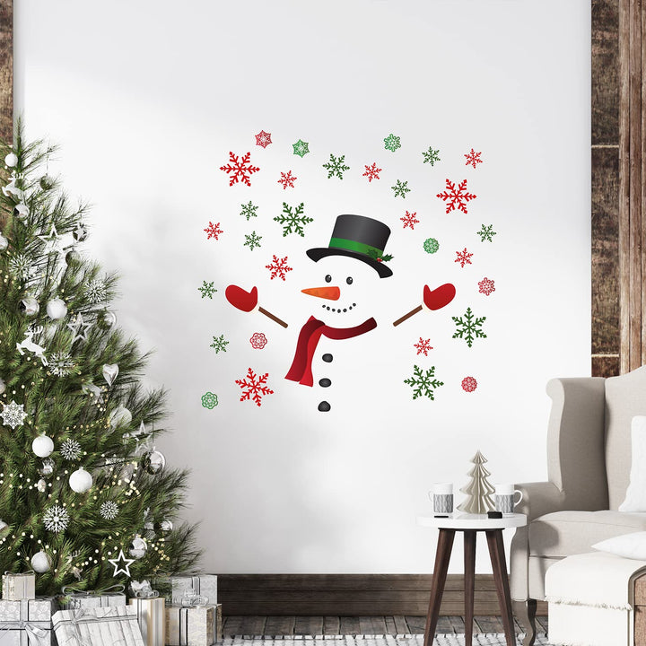 90x90cm Snowman & Snowflakes Christmas Wall Stickers