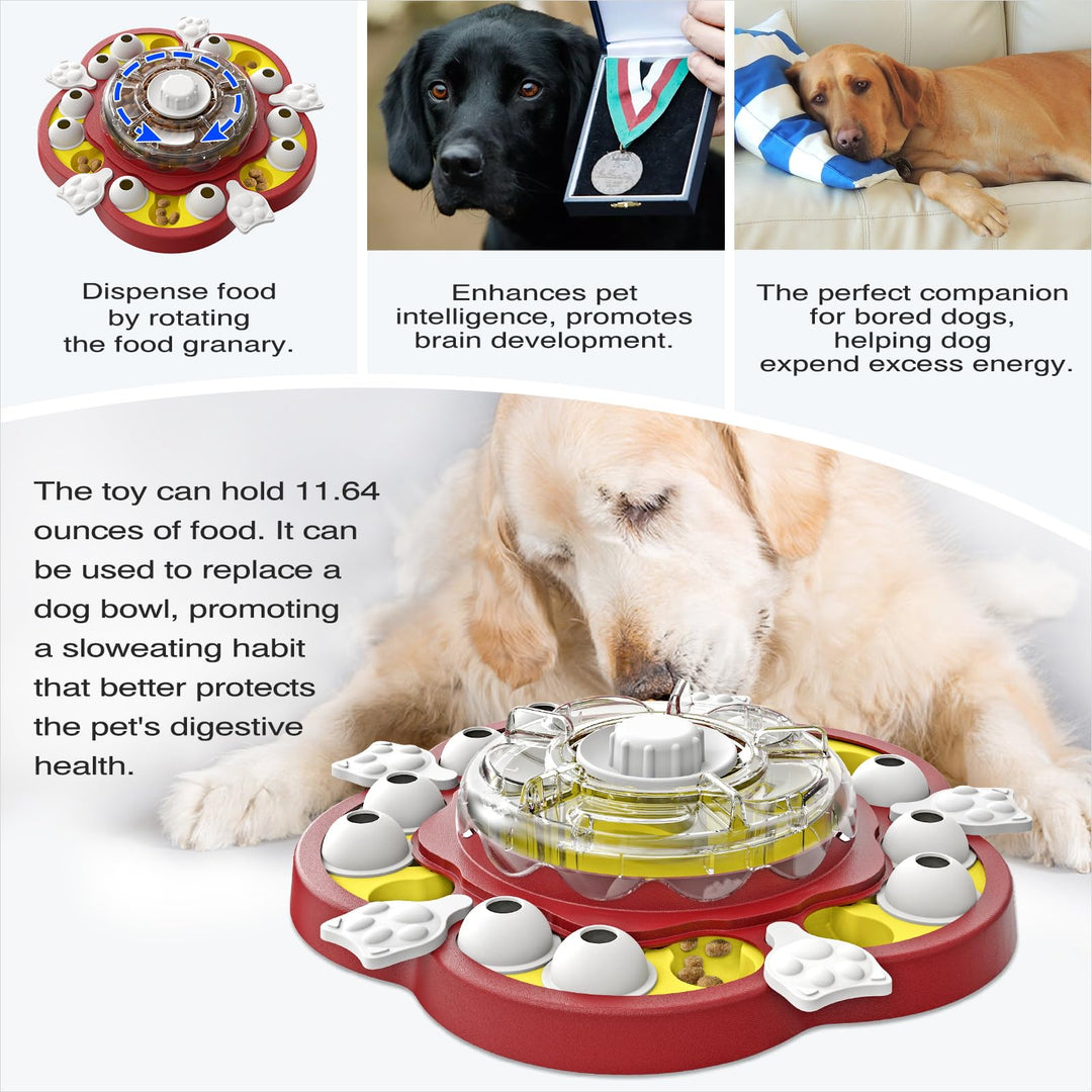 KADTC Dog Puzzle Toys Rotate N' Eat Slow Puzzles Feeder Puppy Enrichment Toy Food Dispenser Interactive Brain Mental Stimulation Games Keep Busy Intermediate Level 3 in 1 for Small/Medium/Large Dogs R