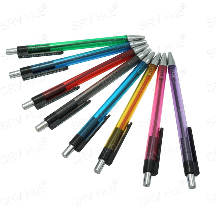 8x Ballpoint Pens, Soft Grip Push Top Jet Pens – Coloured Ink Handwriting Pens for Back to School, Stationary Supplies and University Essentials