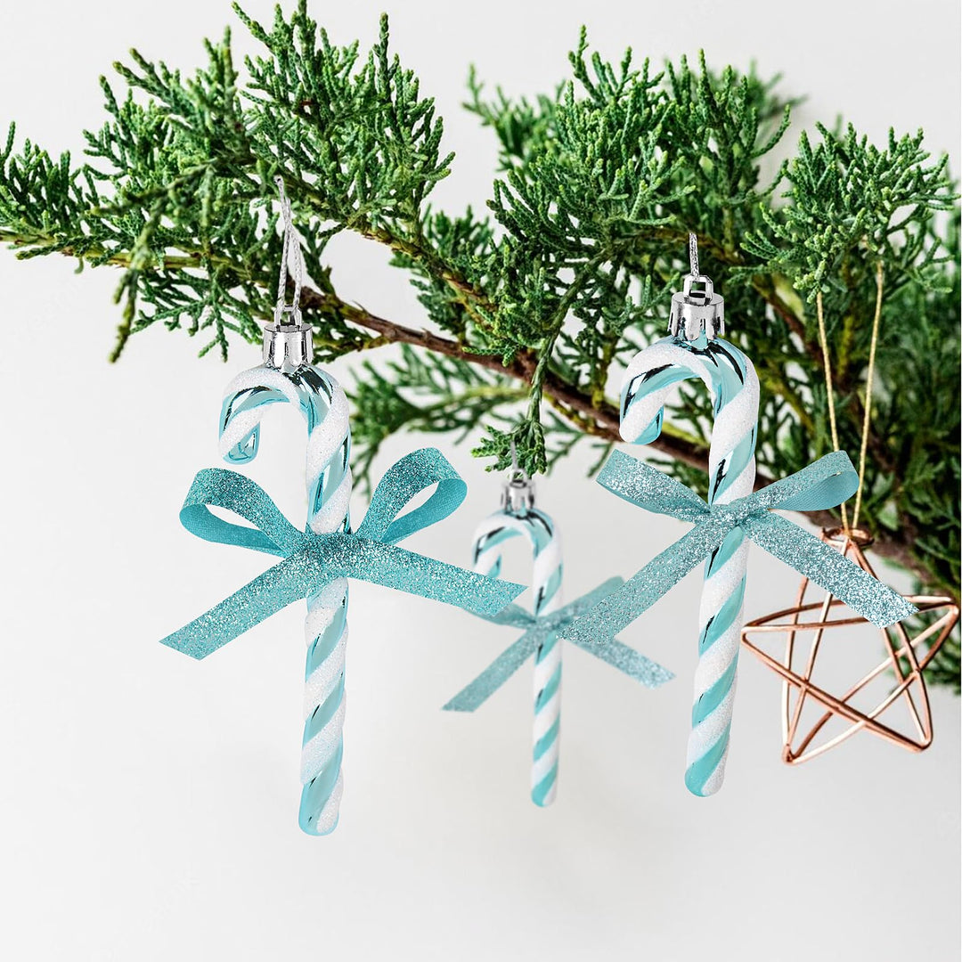Ice Blue Candy Cane Christmas Ornaments