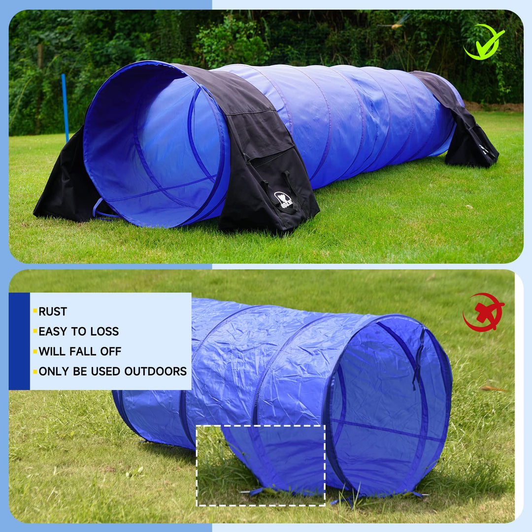YON.SOU.10 Foot Dog Agility Tunnel with 2 Sandbags,24-Inch Open Tunnel for Dog Agility Equipment Indoor and Outdoor