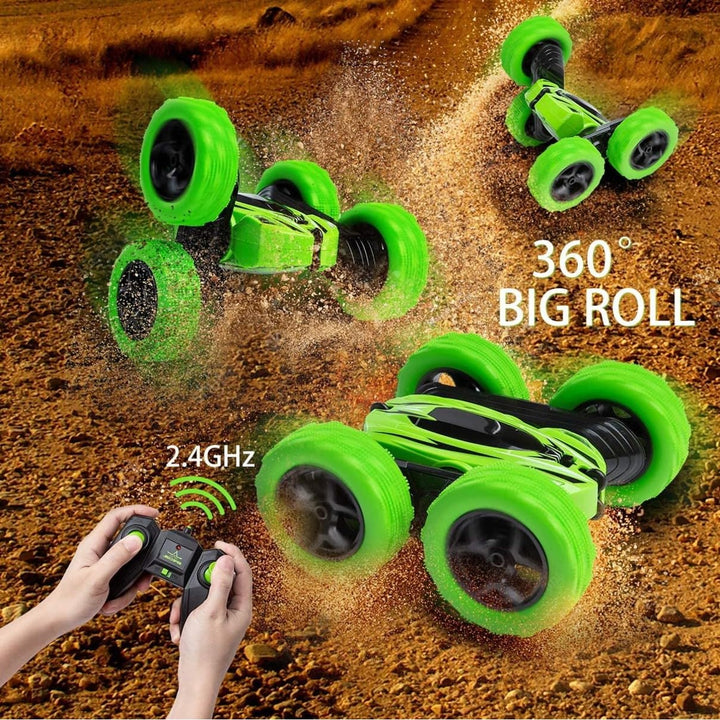 Cunsieun RC Stunt Car, 4WD 2.4 Ghz Remote Control Car with LED Light, 360°Double Side Flips Rotating RC Car,Rechargeable RC Stunt Car Toys Xmas Birthday Gift for Boys 3+Years