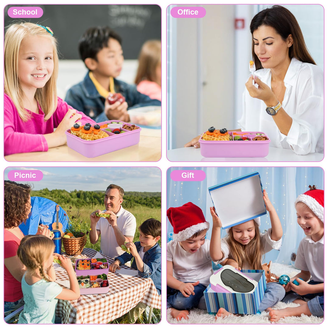 Purple 5-Compartment Reusable Bento Lunch Box