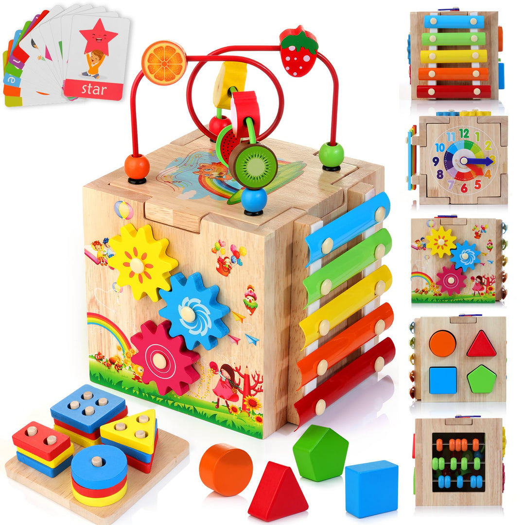 Wooden Activity Cube Baby Toys