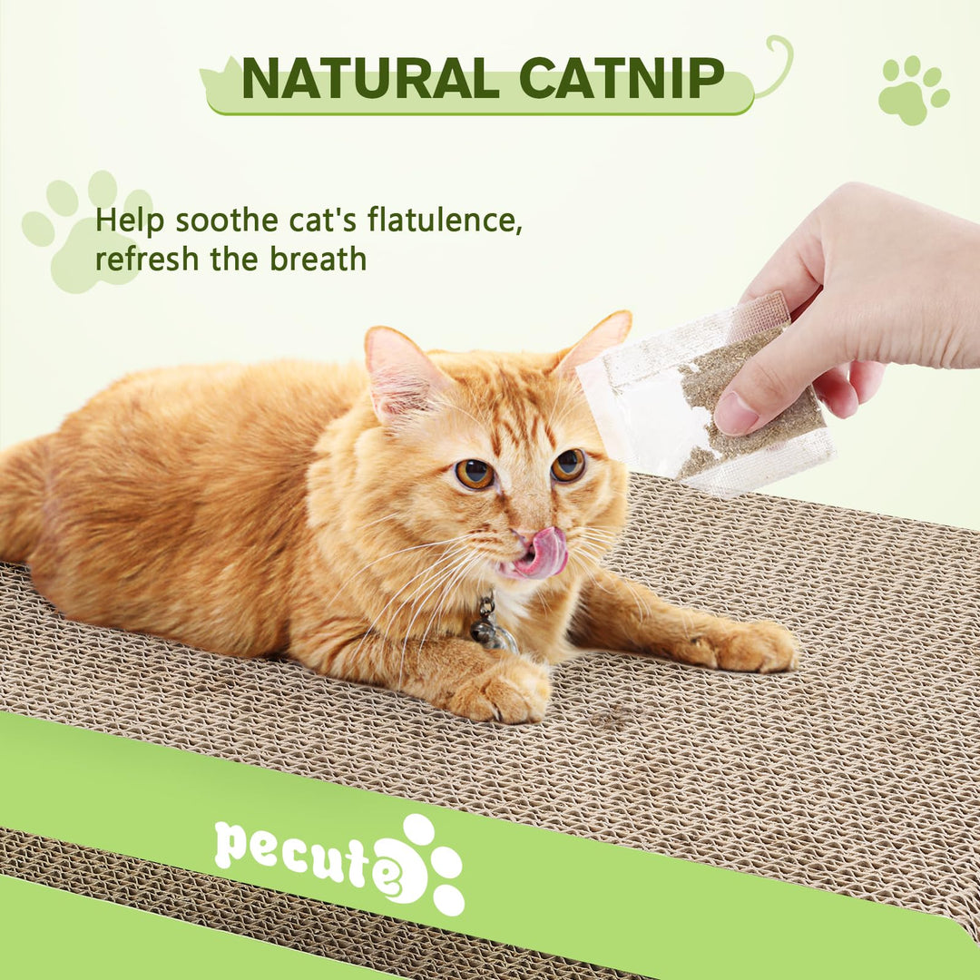 pecute Cat Scratcher Cat Scratching Boards 2 Pack, Kitty Scratching Pads Small Medium Cat Lounger Catnip Included